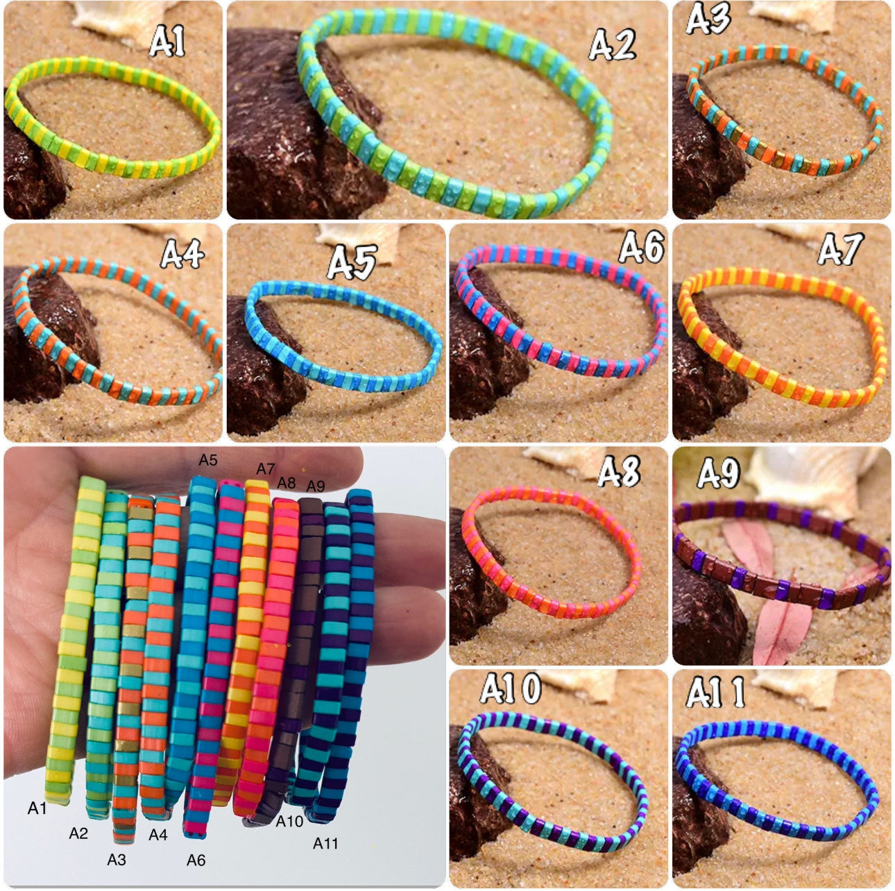 Bracelet perles Miyuki Tila, bracelet perles delica, bracelet perles Tila à élastiques - Ateliersdisa