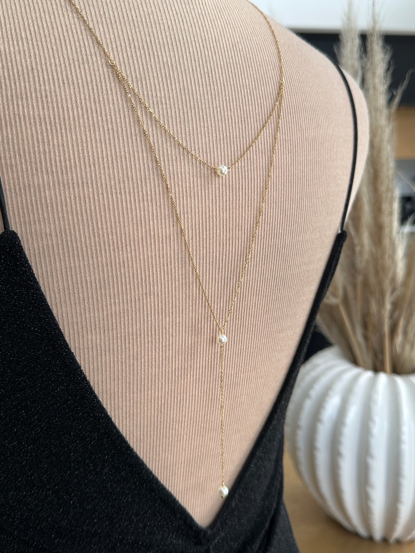 Collier dos nu mariée en perles, cristal, collier chute dos acier or, argent ou rose gold - Ateliersdisa