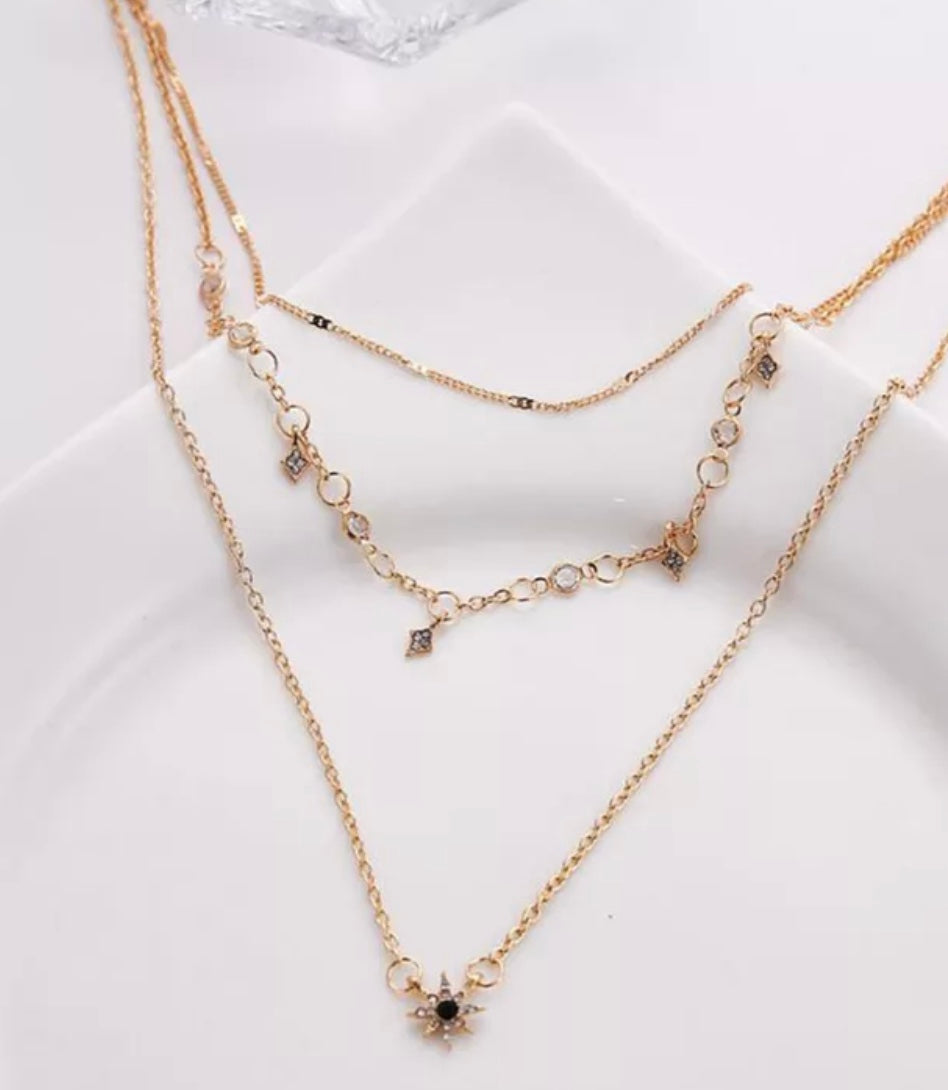 Collier multi-rangs étoile strass, collier à plusieurs rangs étoile tendance bohème - Ateliersdisa