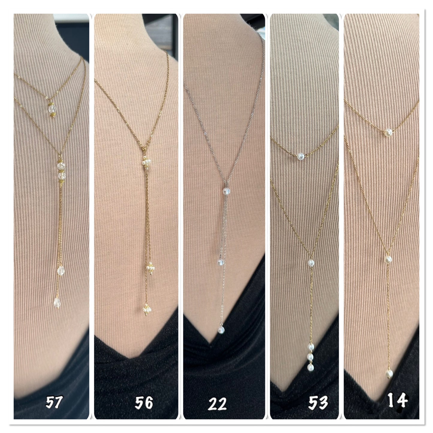 Collier dos nu mariée en perles, cristal, collier chute dos acier or, argent ou rose gold - Ateliersdisa