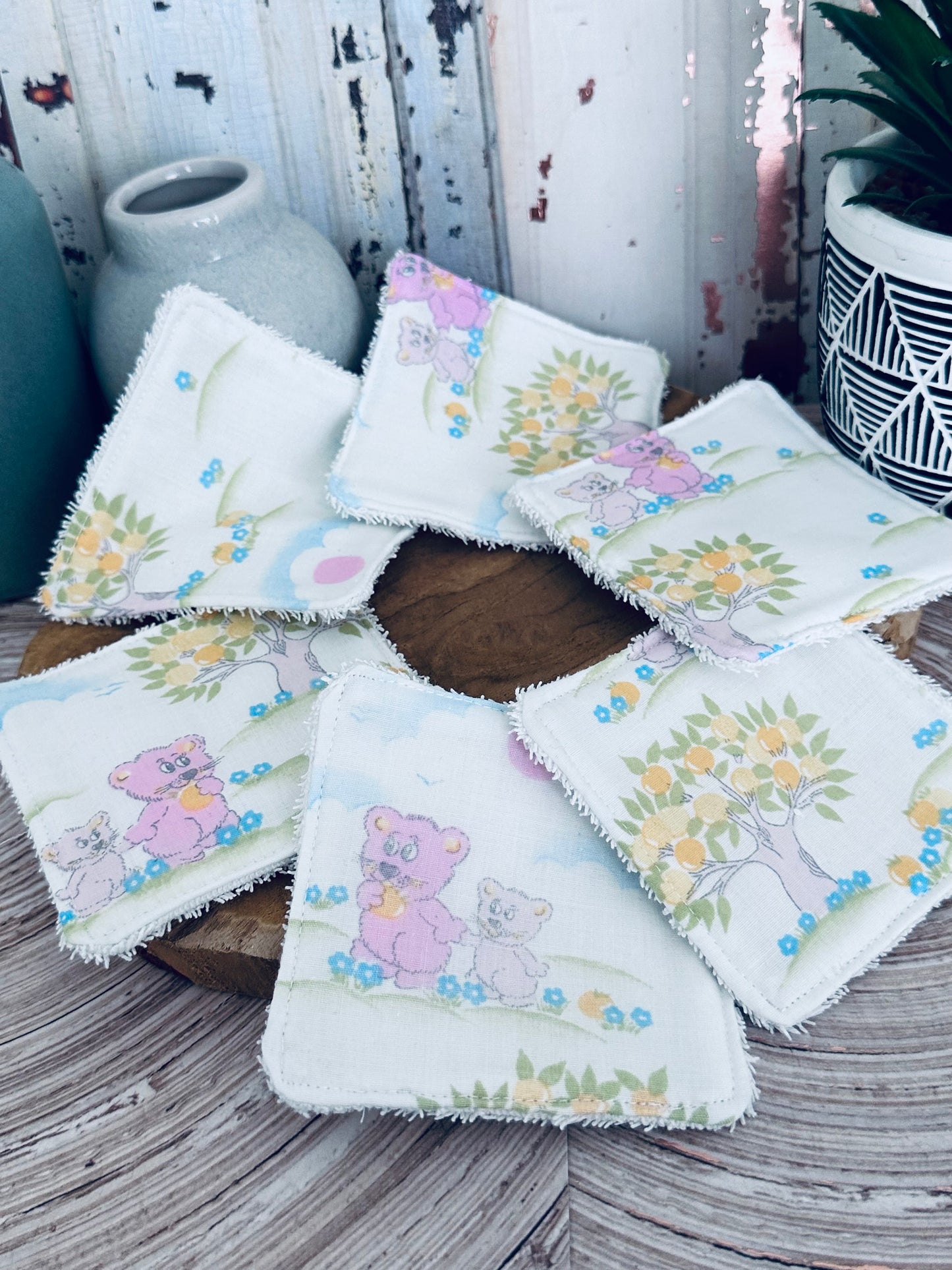 Lingettes bébé lavable motifs animaux lot de 10 lingettes zéro déchet - Ateliersdisa
