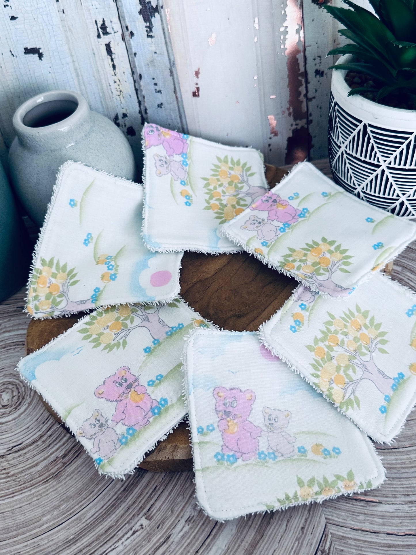 Lingettes bébé lavable motifs animaux lot de 10 lingettes zéro déchet - Ateliersdisa