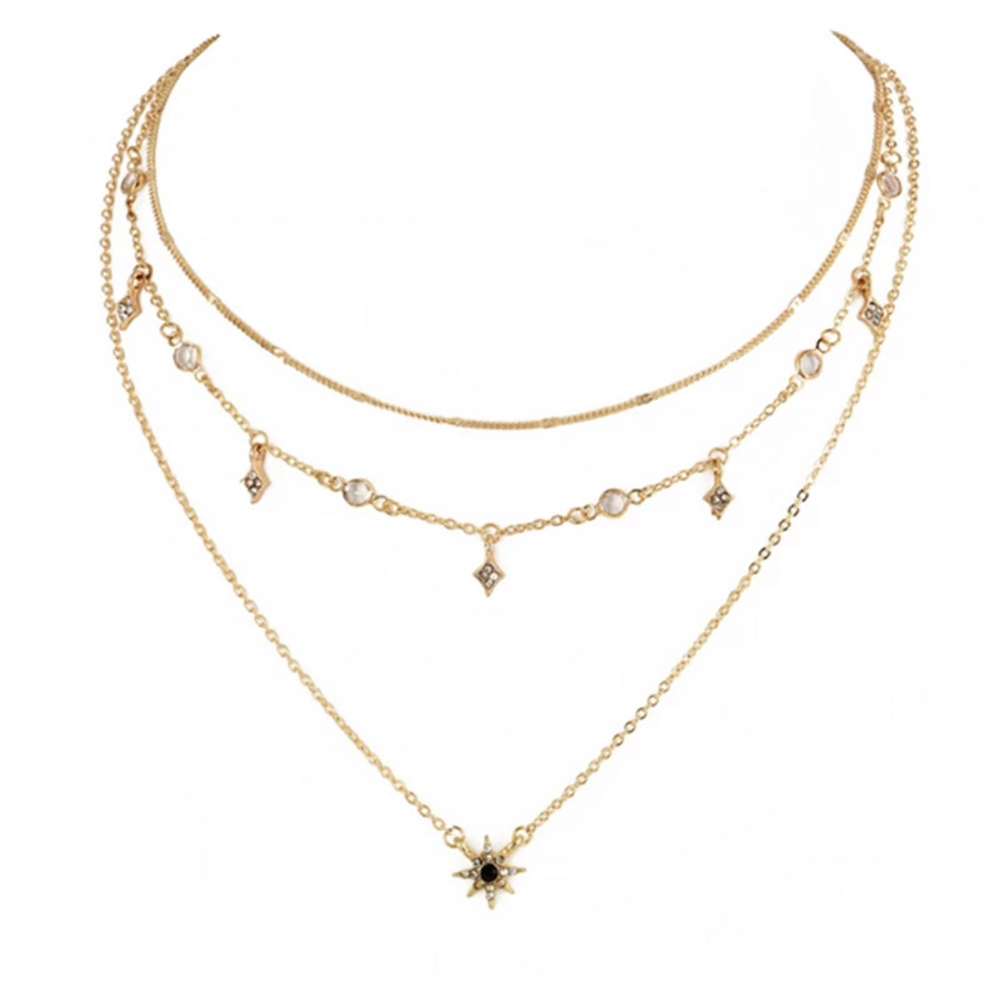 Collier multi-rangs étoile strass, collier à plusieurs rangs étoile tendance bohème - Ateliersdisa