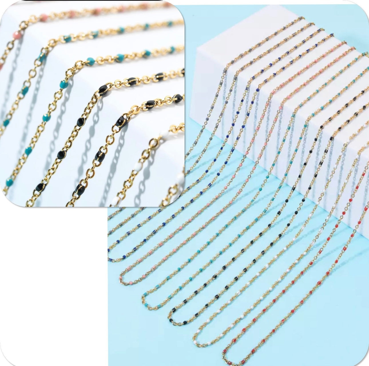 Collier perles de résine or acier, collier or acier perles résine, Ateliersdisa