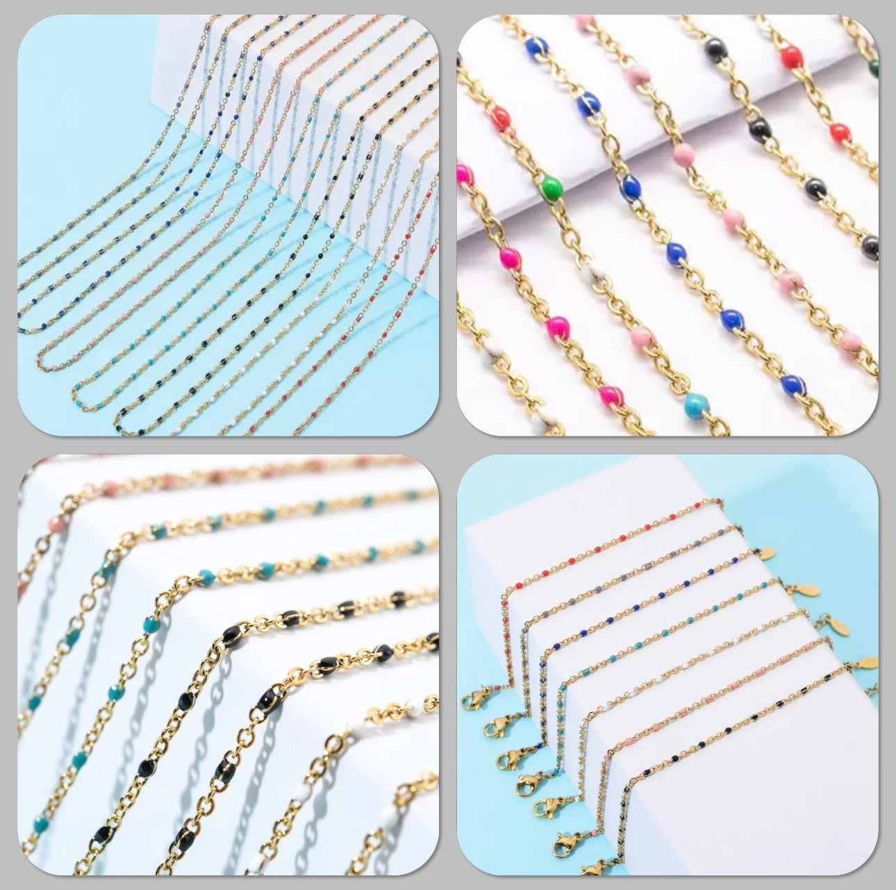 Collier or perles de résine, collier perles résine or acier, Ateliersdisa