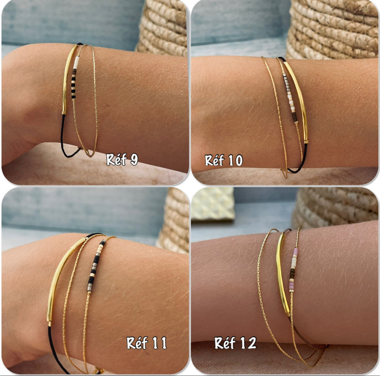 Bracelet ultra fin perles miyuki or, bracelet or perles Miyuki, bracelet chaine serpentine - Ateliersdisa