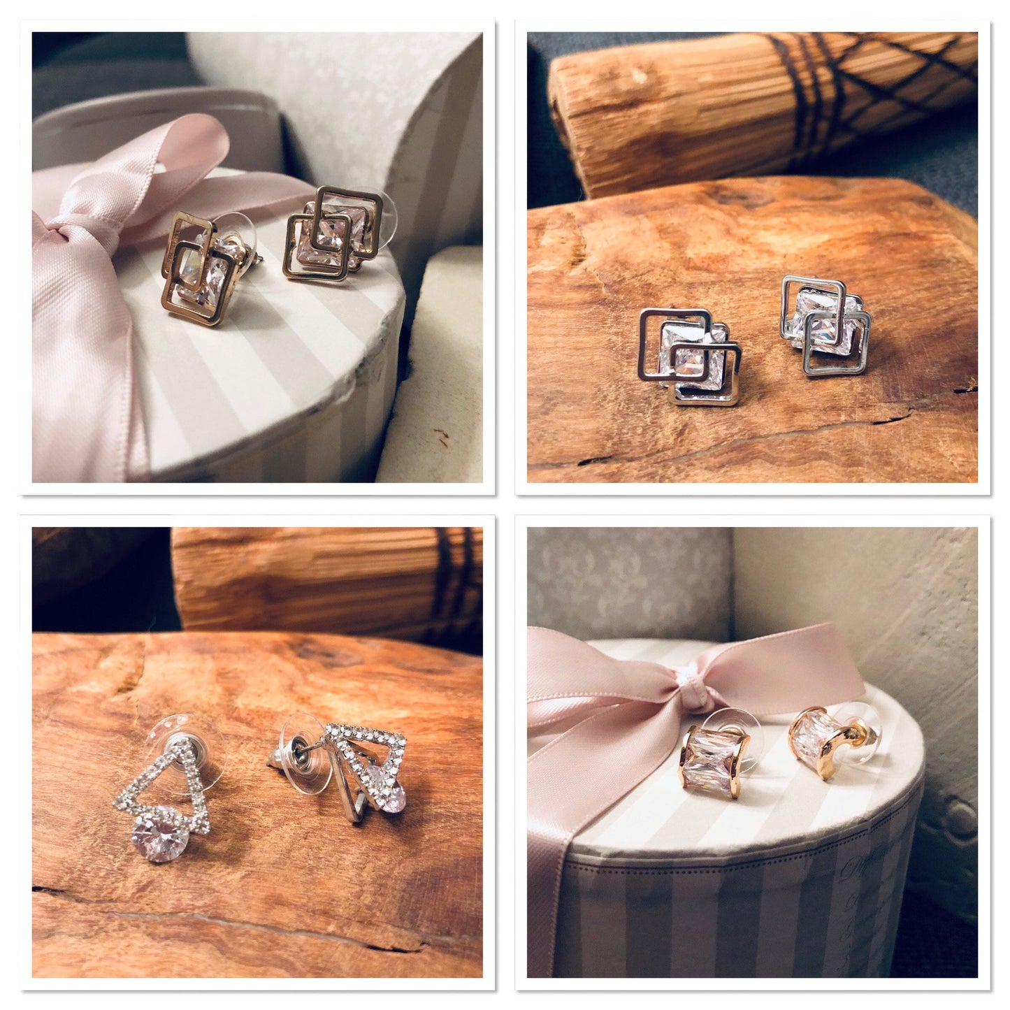 boucles d'oreilles puces strass cristal