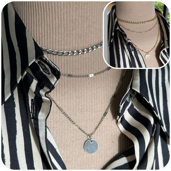 Collier femme multi rangs pendentif médaille - Ateliersdisa