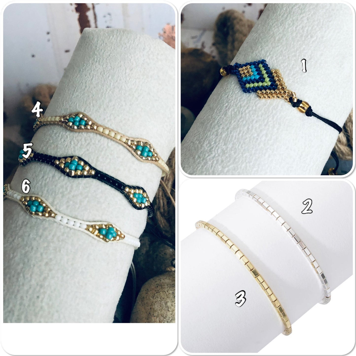 Bracelet perles miyuki, bracelet perles doré, bracelet perles argenté, bracelet amitié, bracelet perles Japonaises Miyuki… Ateliersdisa