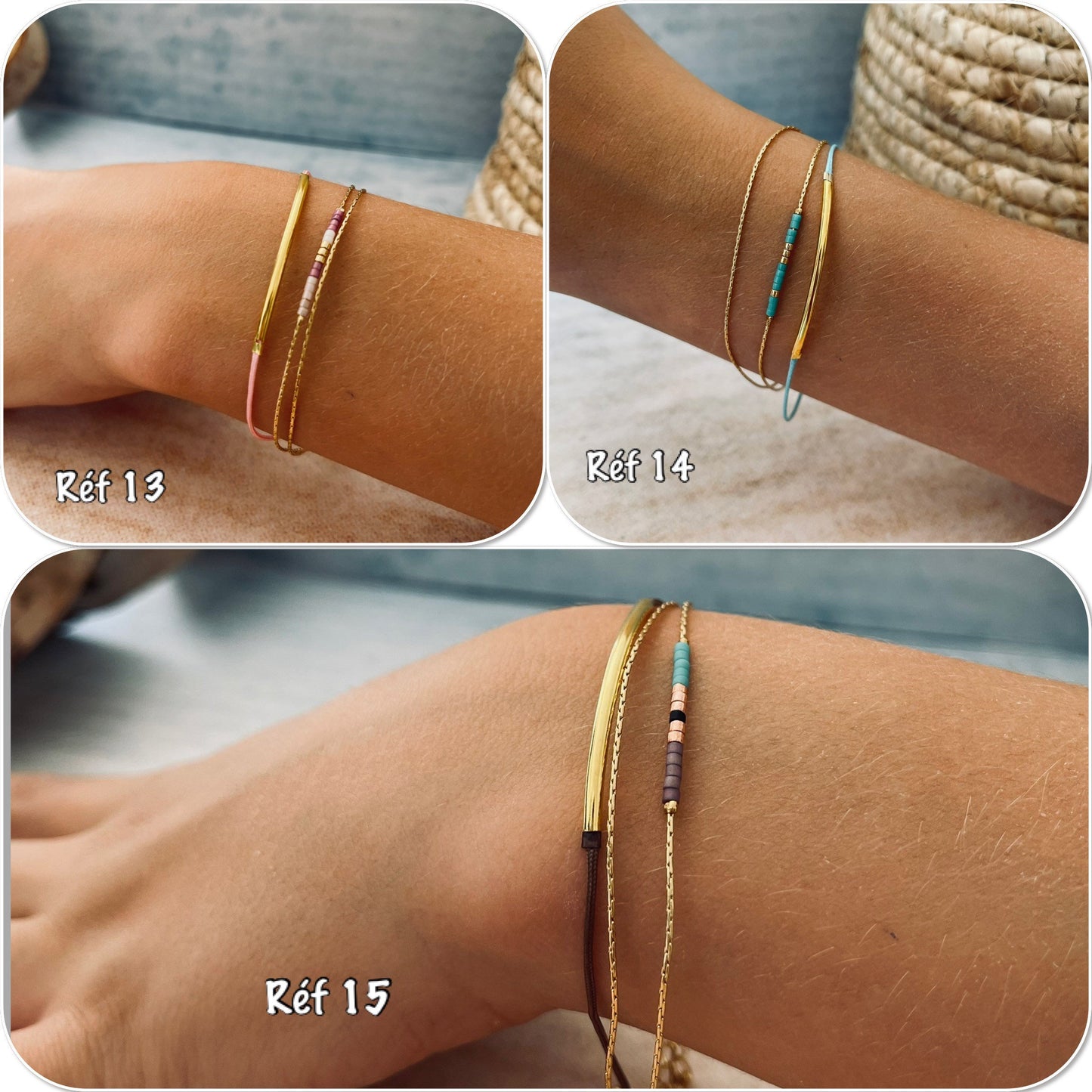 Bracelet or fin perles miyuki couleur or, bracelet perles chaînette réglable, bracelet serpentine doré - Ateliersdisa