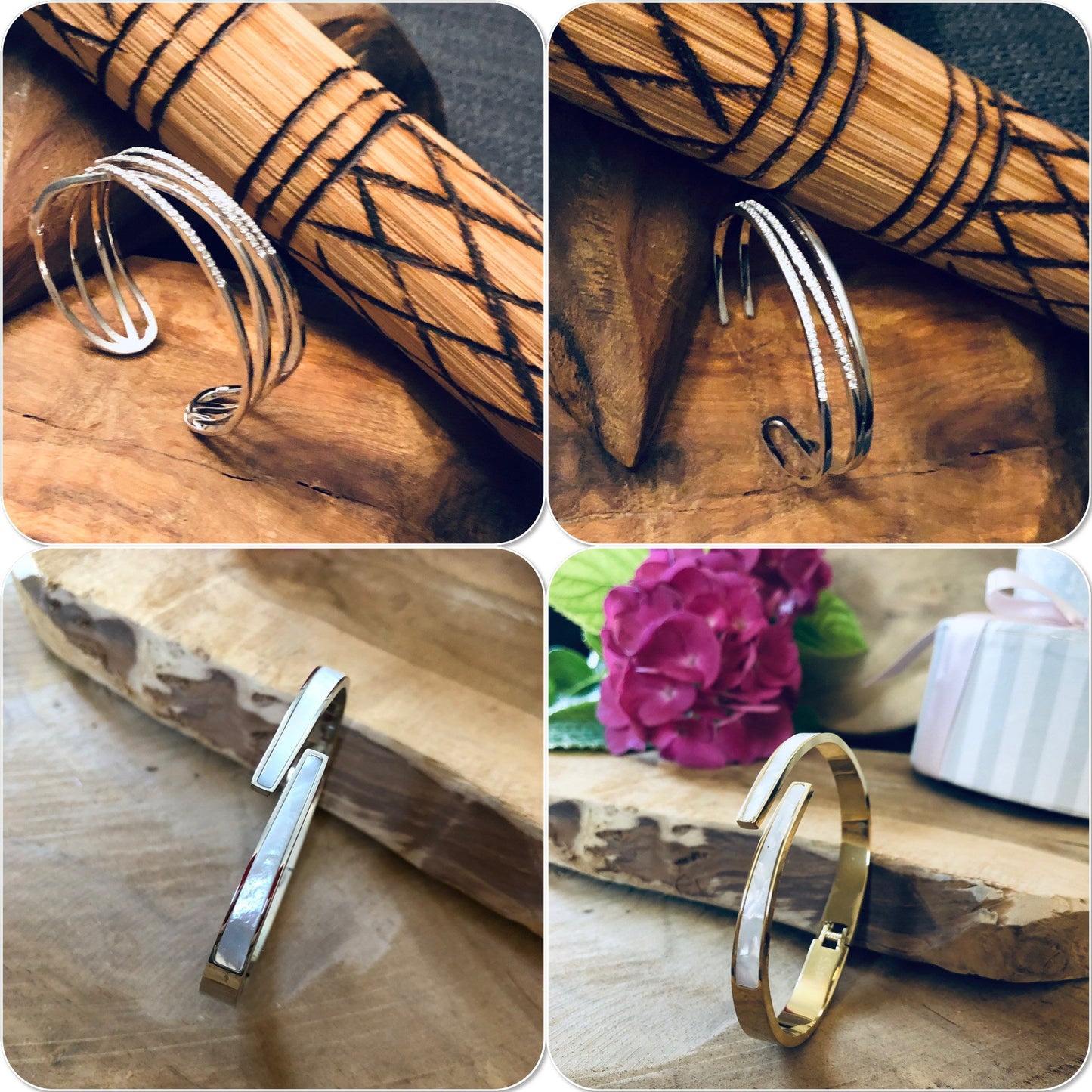 Bracelet jonc femme acier inoxydable or ou argent- Ateliersdisa