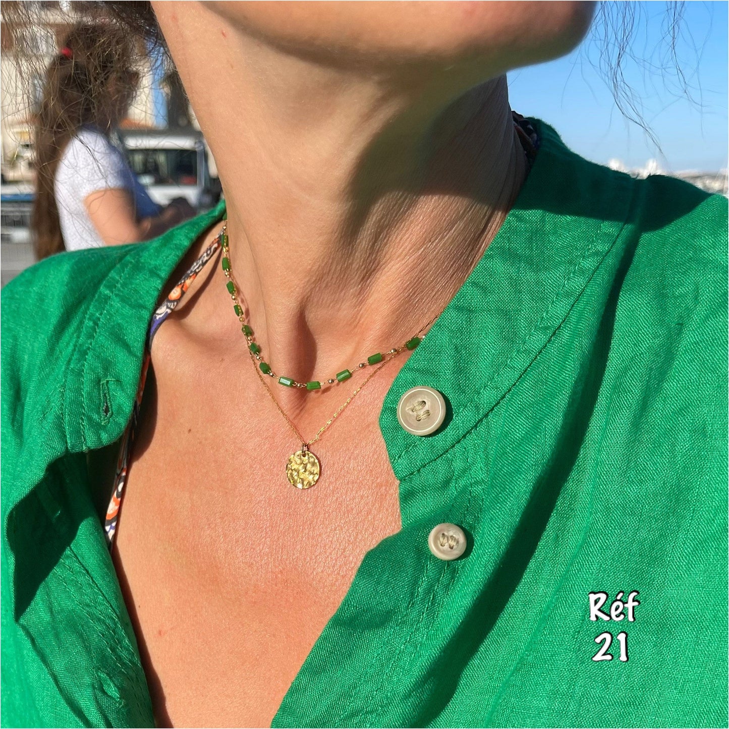 Collier or fin ras du cou, collier 2 rangs or acier - Ateliersdisa