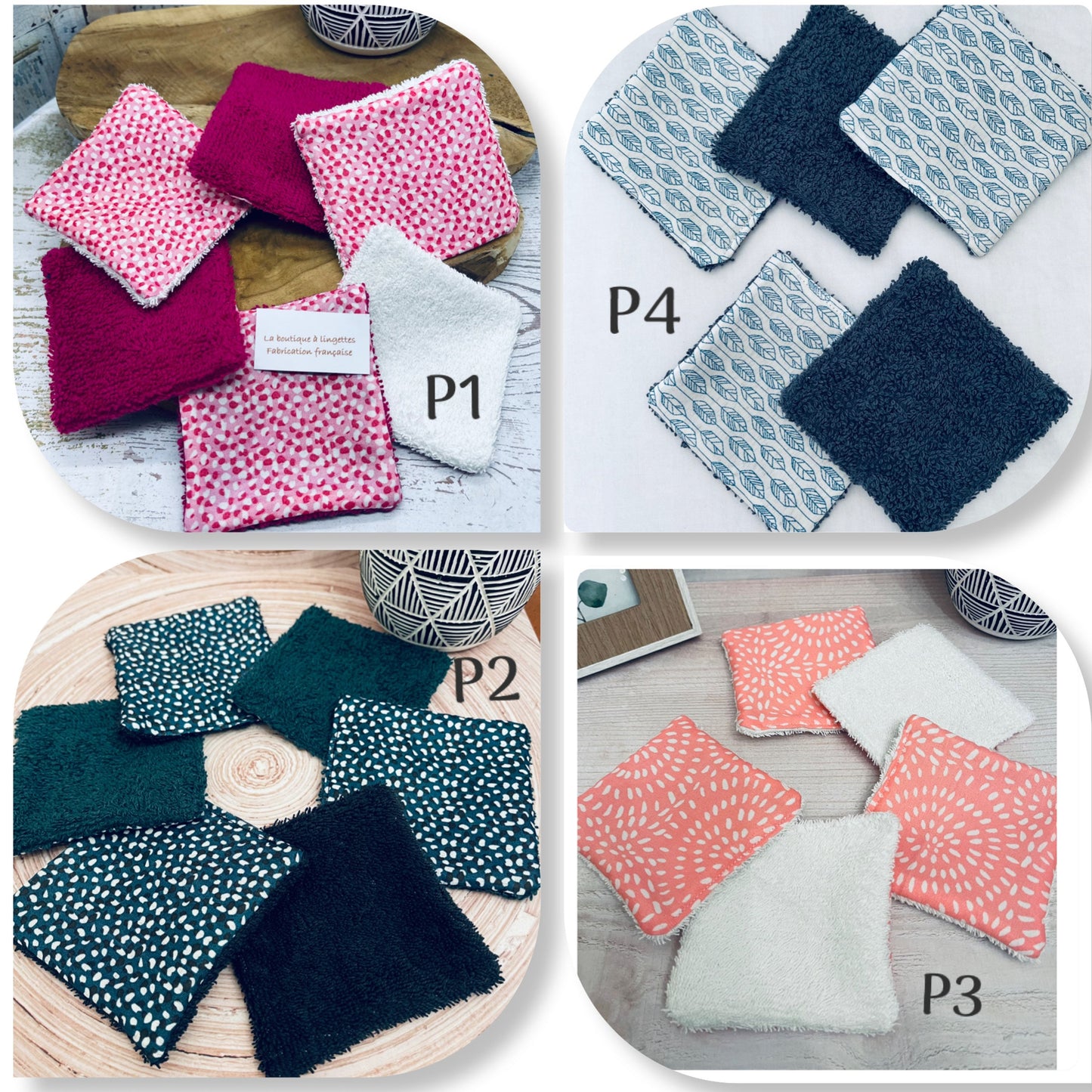Lingettes lavable à motifs en éponge coton, bambou ou microfibre - Ateliersdisa