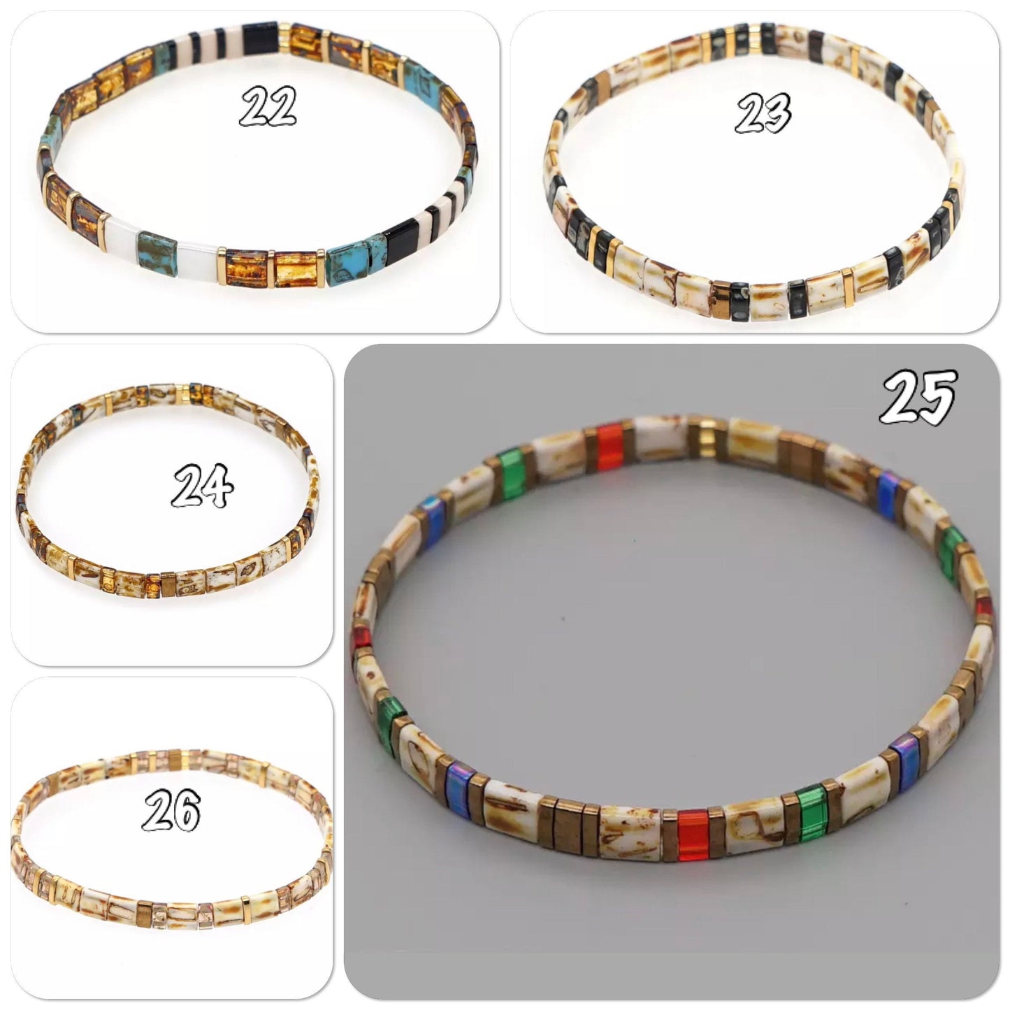 Bracelet perles Miyuki Tila, bracelet perles delica, bracelet perles Tila à élastiques - Ateliersdisa