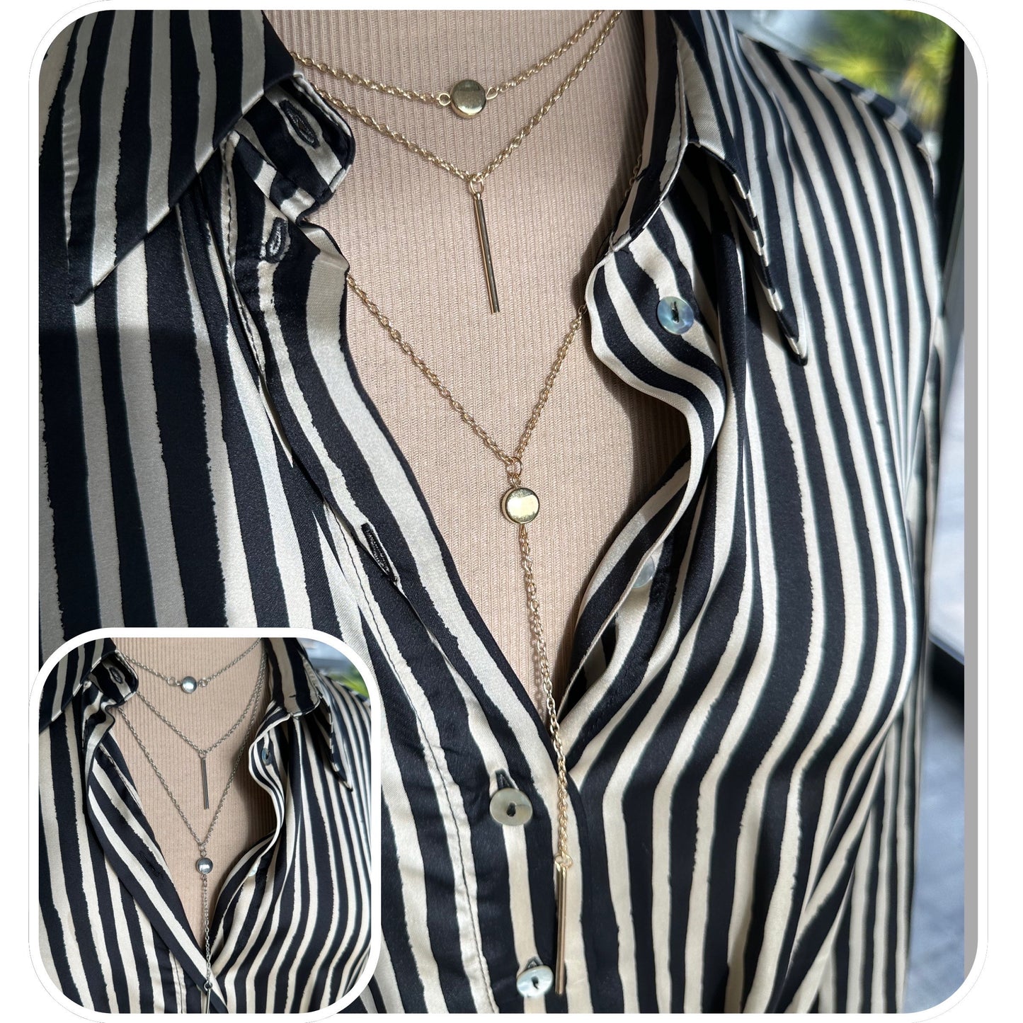 Multi-row Y-shaped necklace, multi-chain necklace, chocker and Y-shaped, all my necklaces on Ateliersdisa
