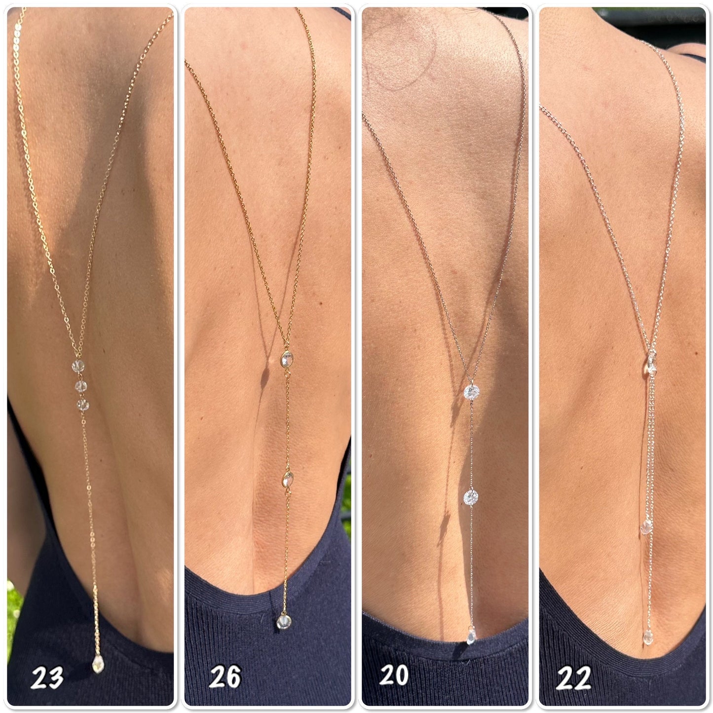 Collier dos nu strass, parure bijoux mariée, bijoux de dos mariée - Ateliersdisa