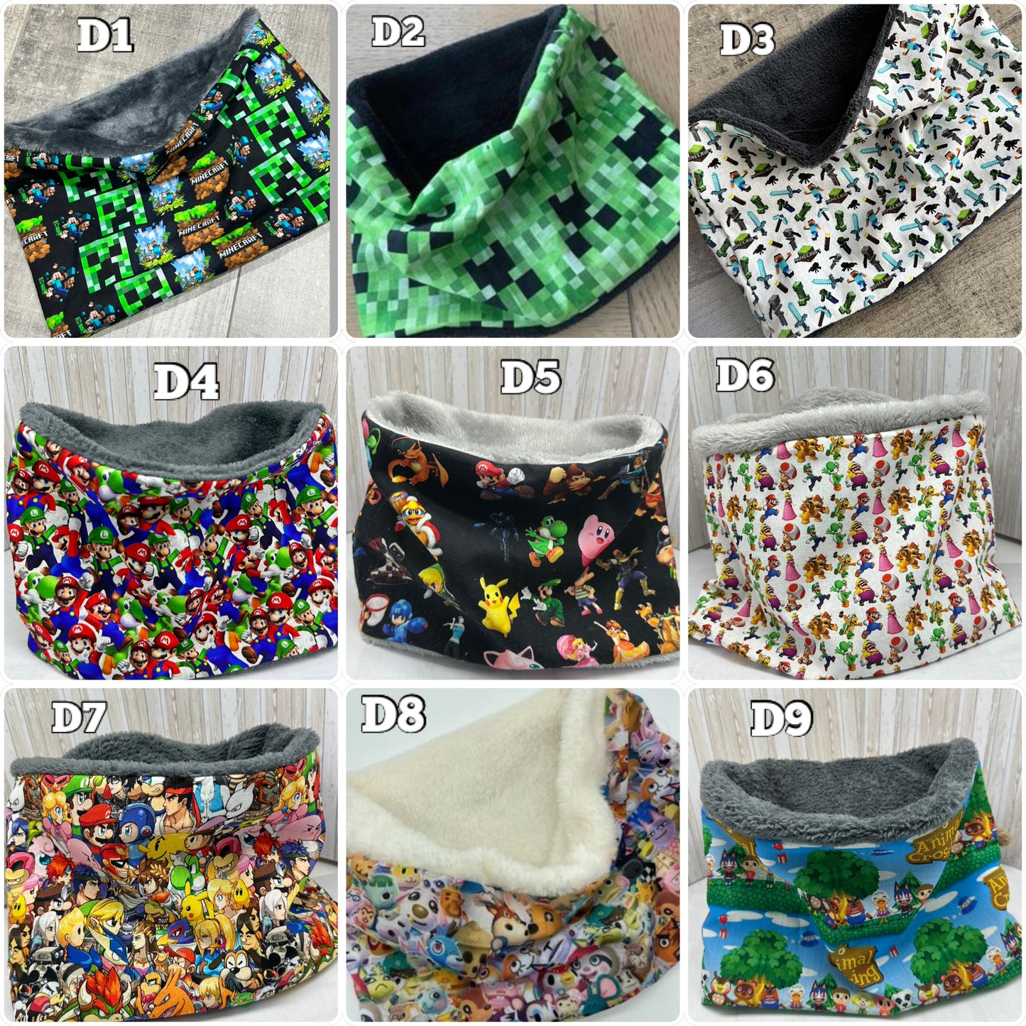 snood polaire enfant minecraft, snood mario bros