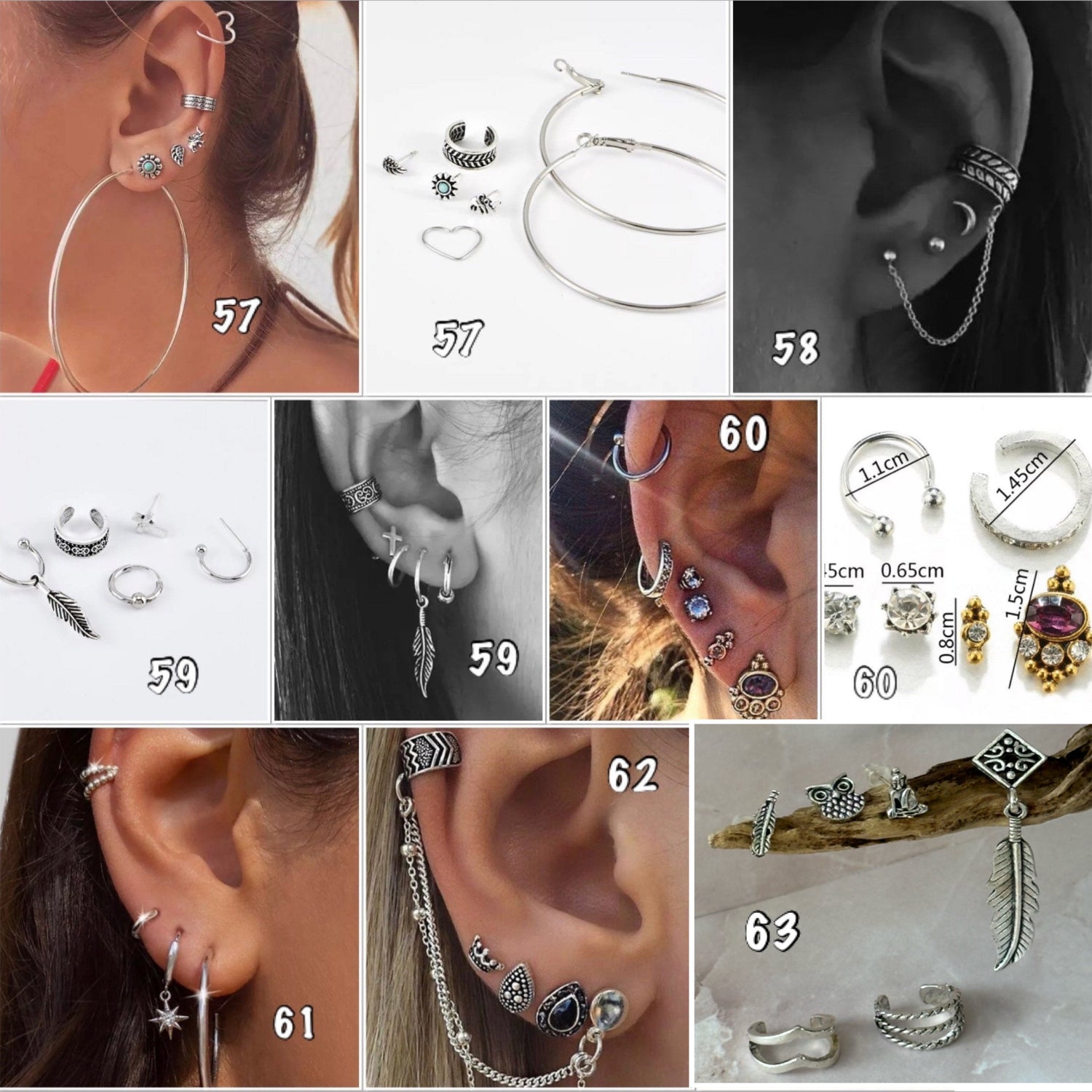 Boucles d’oreilles, ears cuffs, bagues oreilles…