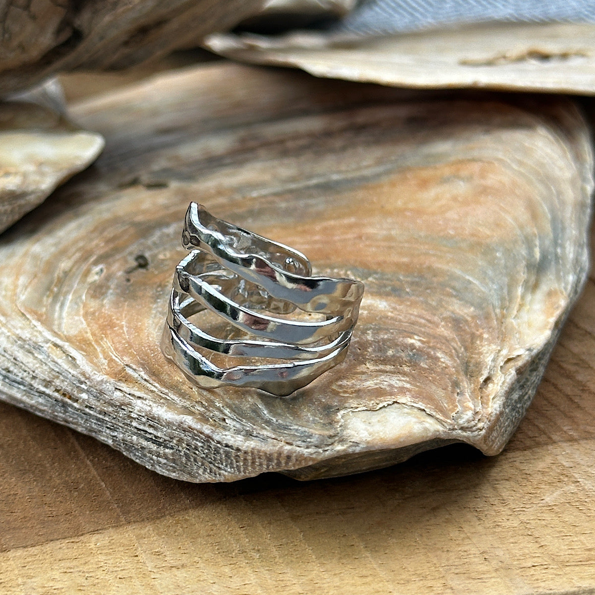 Bague ajustable en acier inoxydable argent