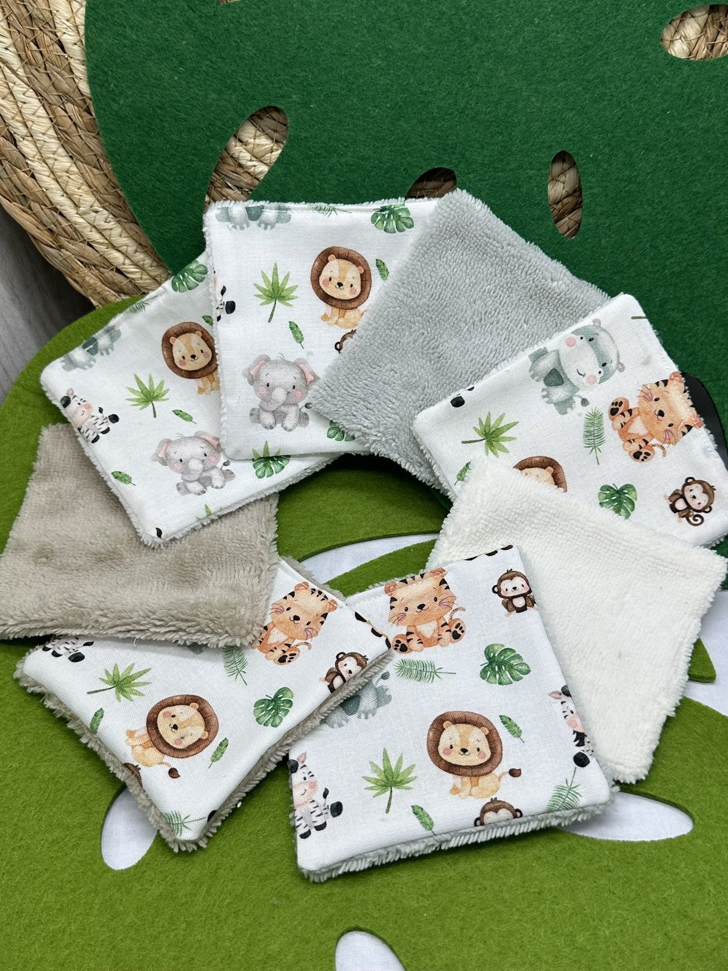 Collection lingettes lavable bébé divers motifs