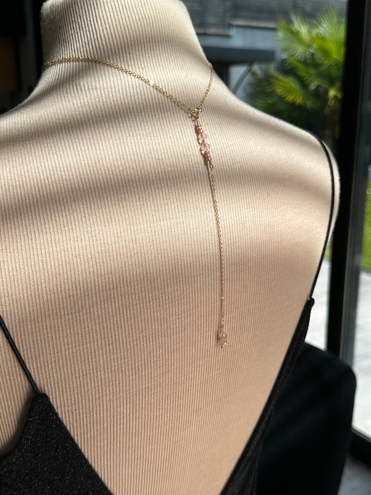 Collier dos perles de cristal, en acier ou laiton or, argent ou rosegold collection Ateliersdisa