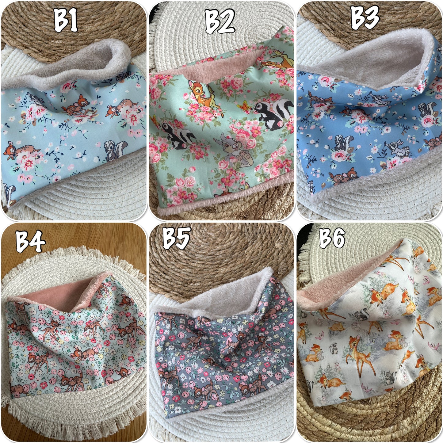 Tour de cou, Snood fille motifs Bambi Disney- Ateliersdisa