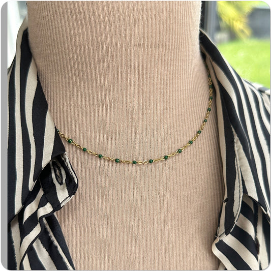 Collier or acier perles resine email - collier perles email resine or - Ateliersdisa 