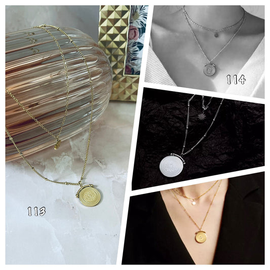 Collier 2 rangs pendentif gong