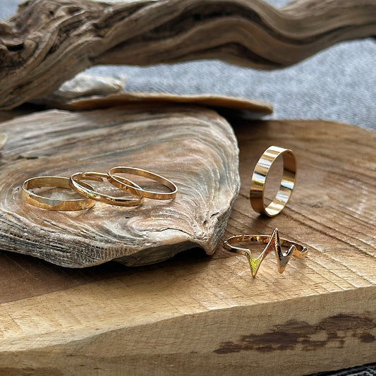 Lot de bagues fines dorées en laiton – Style bohème minimaliste ajustable