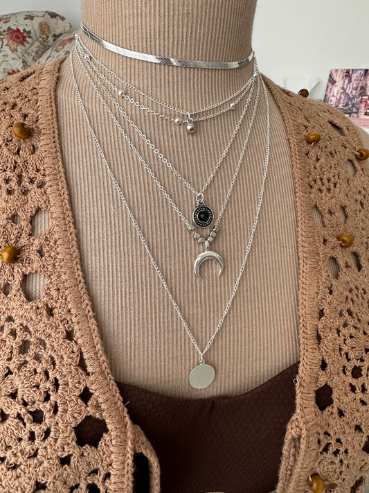 Collier sautoir plusieurs rangs, sautoir chaînes superposées