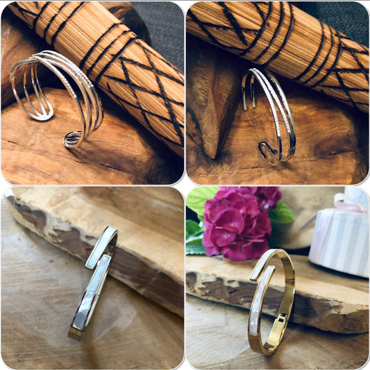 Bracelet jonc femme acier inoxydable or ou argent- Ateliersdisa