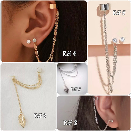 Ear cuff manchette d'oreille à chaine