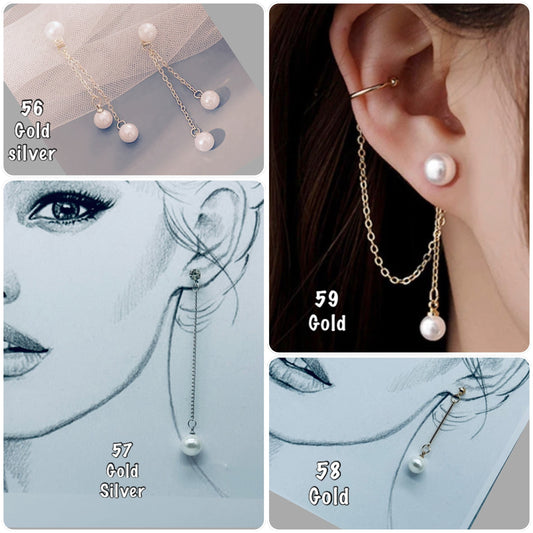 boucles d'oreilles chaine pendante en perles Ateliersdisa