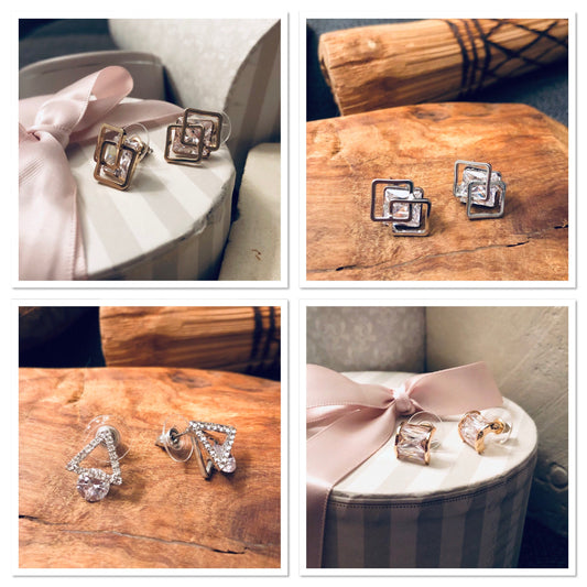 boucles d'oreilles puces strass cristal