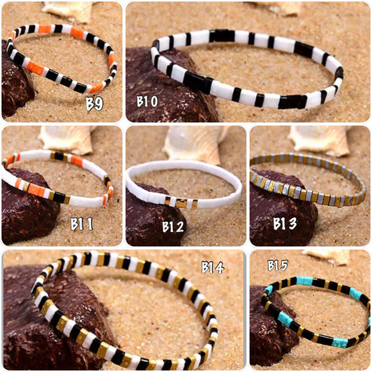 bracelet elastique perle tila carré multicolore