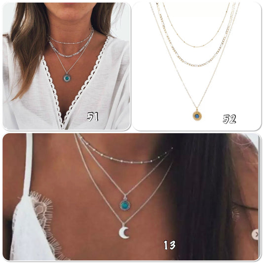 collier plusieurs rangs pendentif turquoise