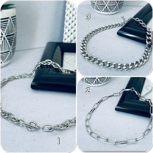 collier ras de cou grosse maille gourmette