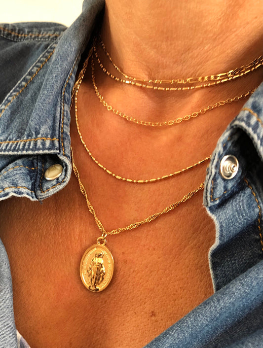 Collier femme a plusieurs rangs pendentif médaille tendance style bohème - Ateliersdisa