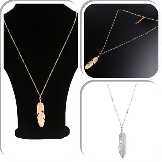 Collier sautoir plume en laiton or ou argent - Ateliersdisa