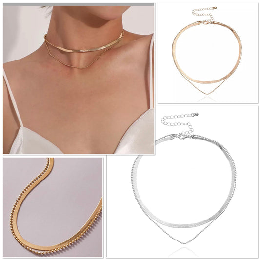 Collier maille serpent et bille à plusieurs rangs en acier ou laiton - Ateliersdisa