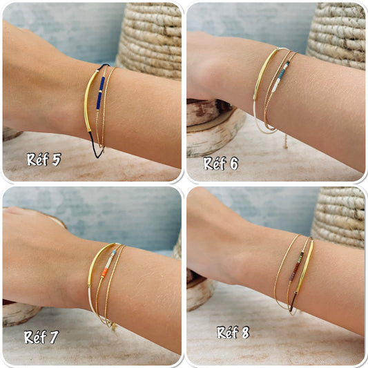 Bracelet or fin minimaliste perles miyuki, bracelet ultra fin or perles fines, bracelet chaine serpentine - Ateliersdisa