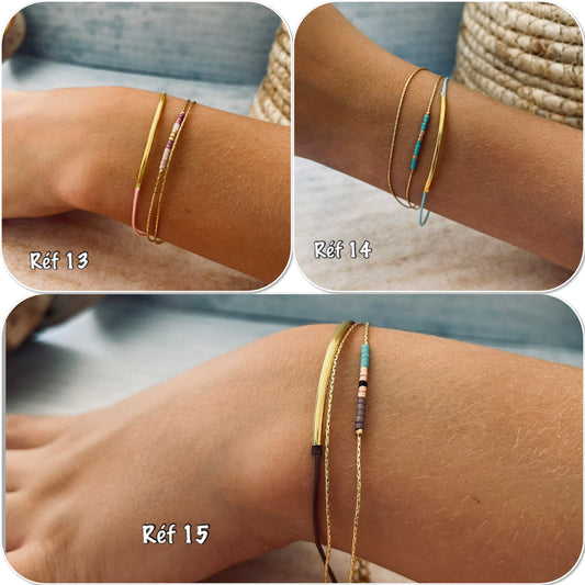 Bracelet or fin perles miyuki couleur or, bracelet perles chaînette réglable, bracelet  serpentine doré - Ateliersdisa