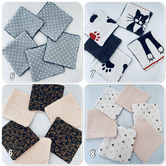 Lingettes démaquillante là partir lot de 10, lingettes fait main, lingettes éponge en coton ou microfibre - Ateliersdisa