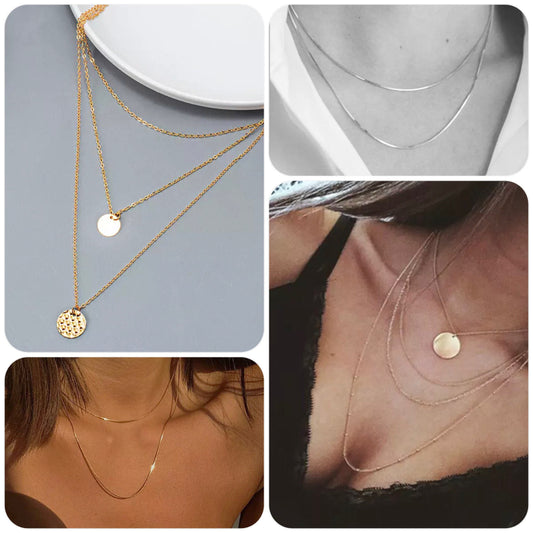 Collier fin à plusieurs rangs couleur or acier ou laiton, collier multirangs bohème chic -  Ateliersdisa