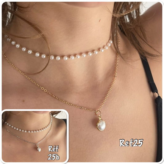 Collier perles 2 rangs , colllier multirangs perles, collier chocker perles - Ateliersdisa