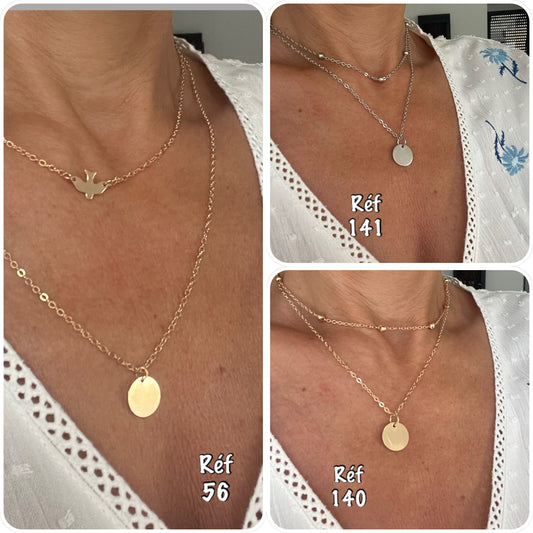 Collier 2 rangs pendentifs médaille tendance bohème - Ateliersdisa