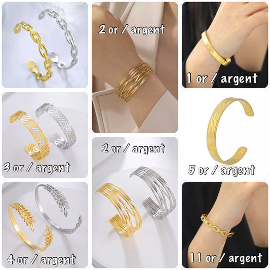 Bracelet jonc ajustable en acier 