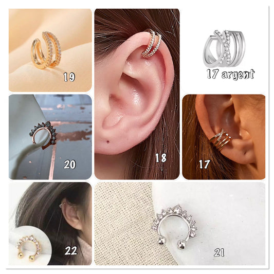 Ear cuff strass, bague manchette oreille, 3 couleurs au choix - Ateliersdisa