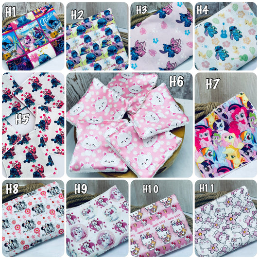 Lingettes lavable motifs Lilo et Stitch, hello kitty, Minnie, Aristochats- Ateliersdisa 