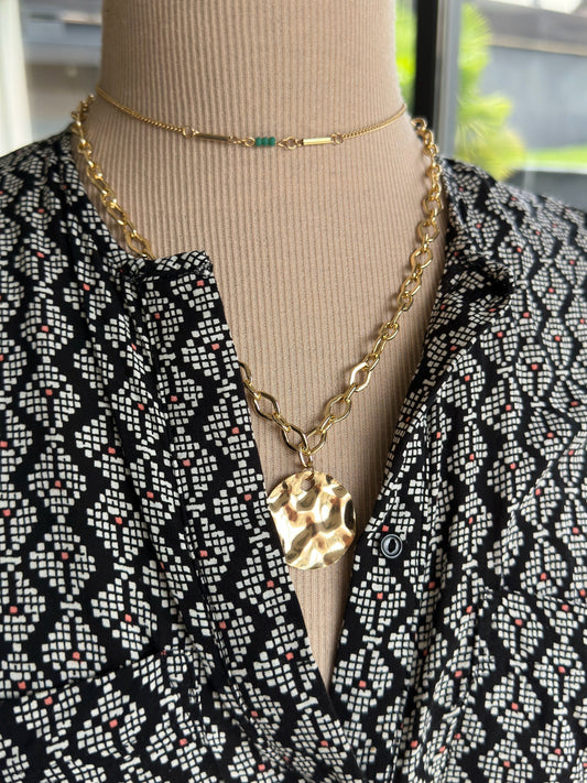 Collier chocker 2 rangs chaîne grosse maille - Ateliersdisa